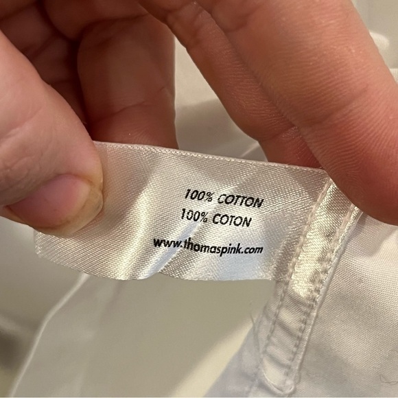 PINK Thomas Pink classic white button down long sleeve shirt 18-35 1/2 - Picture 8 of 12